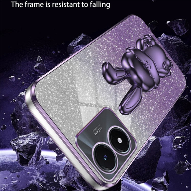 For vivo Y02s 4G Kickstand Case Rabbit Design Anti-Scratch Phone Cover - Purple