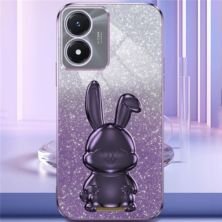 For vivo Y02s 4G Kickstand Case Rabbit Design Anti-Scratch Phone Cover - Purple