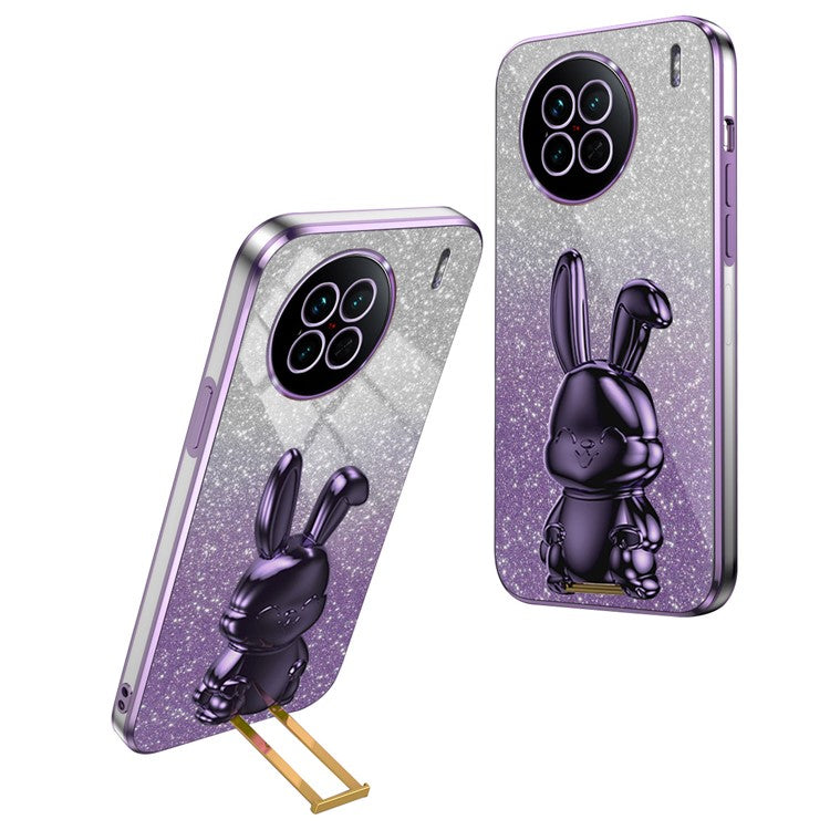 For vivo X90 5G Case Rabbit Design PC+TPU Kickstand Phone Cover - Purple
