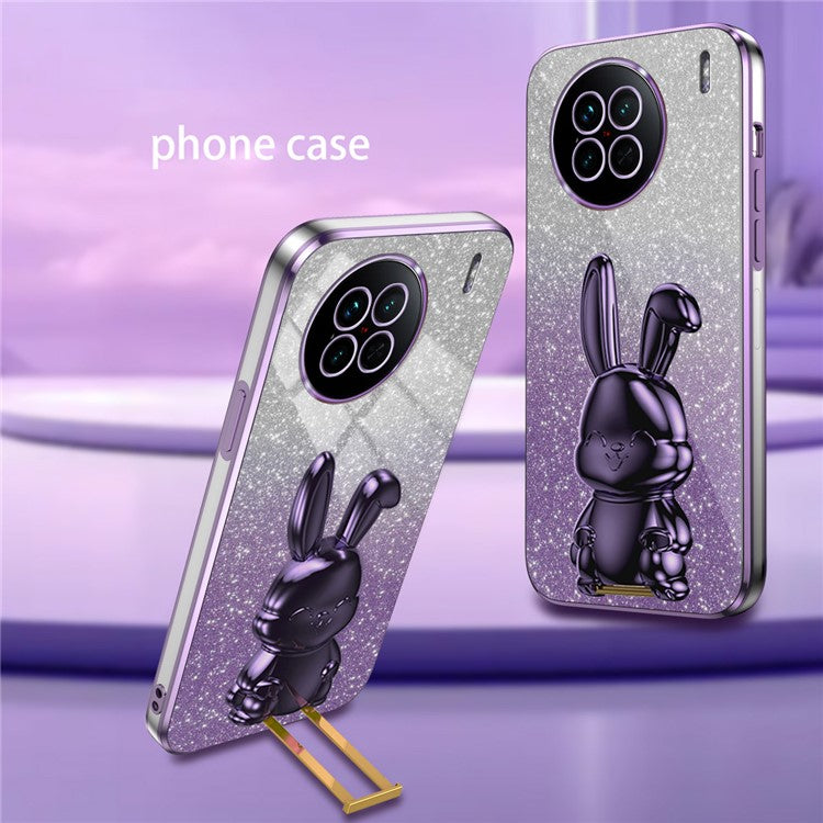 For vivo X90 5G Case Rabbit Design PC+TPU Kickstand Phone Cover - Purple