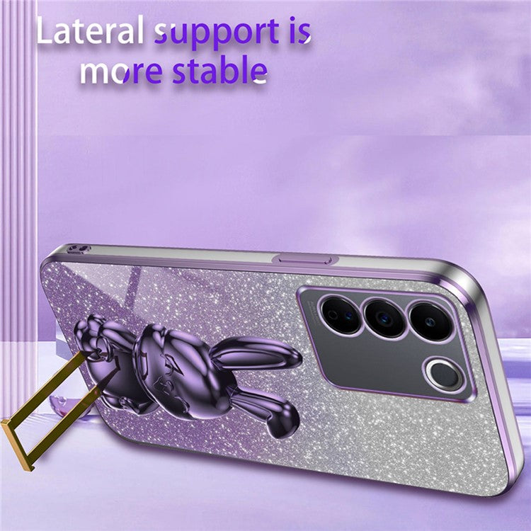 For vivo S16 / S16 Pro Case Rabbit Design Electroplating Kickstand PC+TPU Phone Cover - Purple