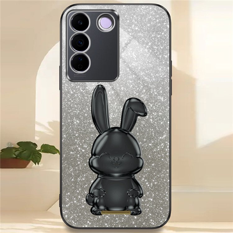 For vivo S16e 5G Phone Case Support Kickstand Electroplated PC+TPU Drop-proof Cover - Black