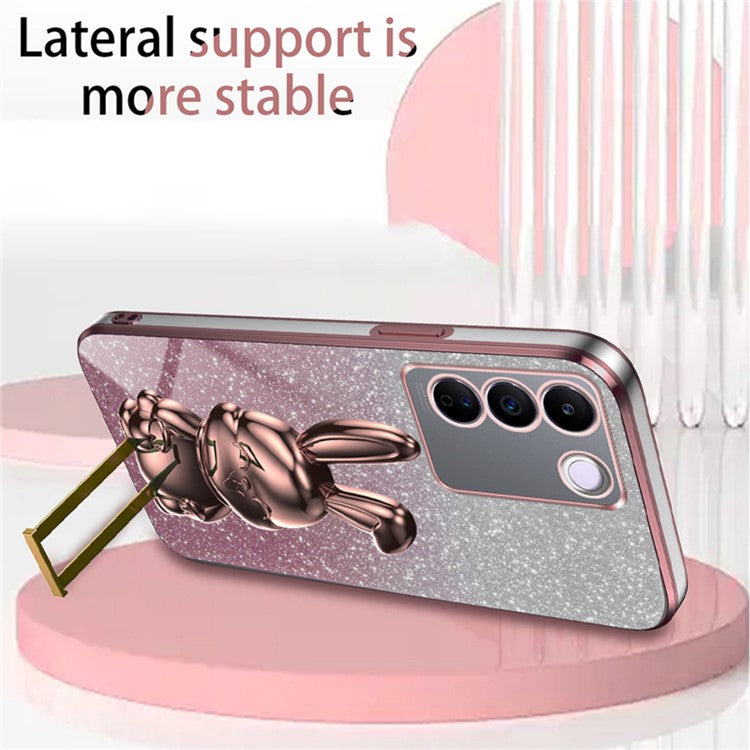 For vivo S16e 5G Phone Case Support Kickstand Electroplated PC+TPU Drop-proof Cover - Pink