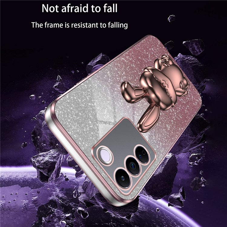 For vivo S16e 5G Phone Case Support Kickstand Electroplated PC+TPU Drop-proof Cover - Pink