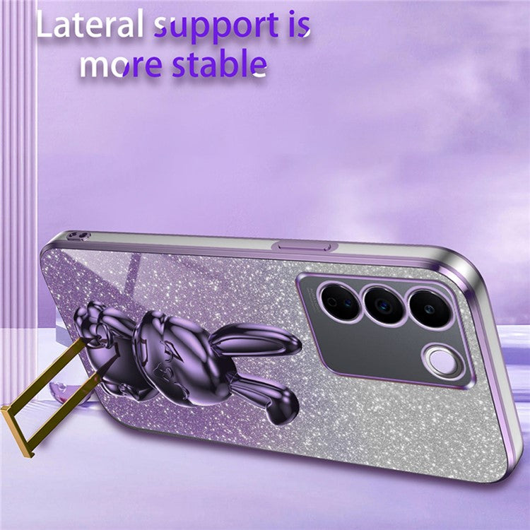For vivo S16e 5G Phone Case Support Kickstand Electroplated PC+TPU Drop-proof Cover - Purple