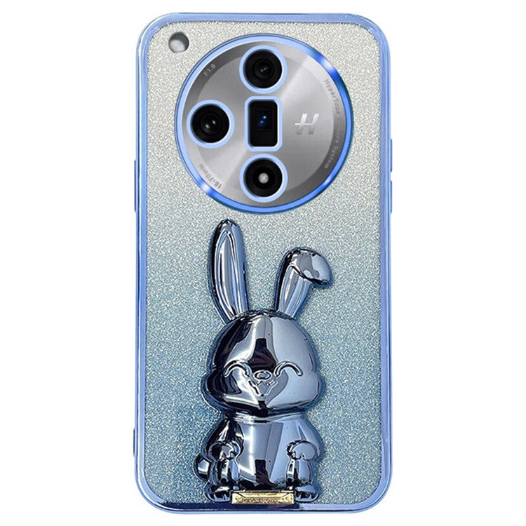 PC+TPU Cover for Oppo Find X7 Pro , Cute Rabbit Drop Resistant Kickstand Cell Phone Case - Blue