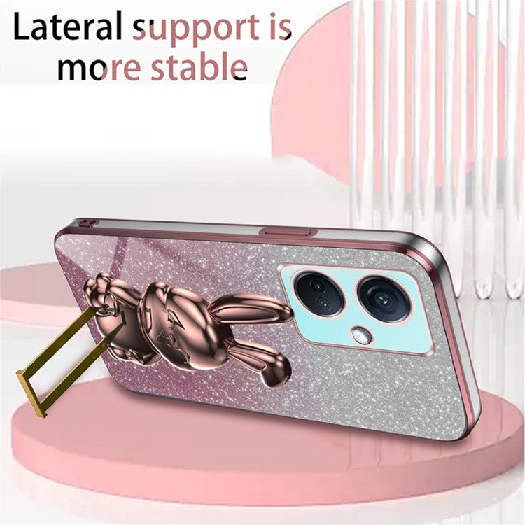For OnePlus Nord CE3 5G / Oppo K11 5G Cartoon Rabbit Cover Support Kickstand Phone Protective Case - Pink