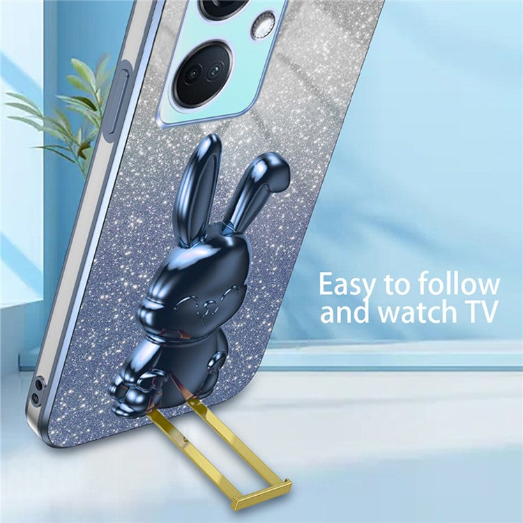 For OnePlus Nord CE3 5G / Oppo K11 5G Cartoon Rabbit Cover Support Kickstand Phone Protective Case - Blue