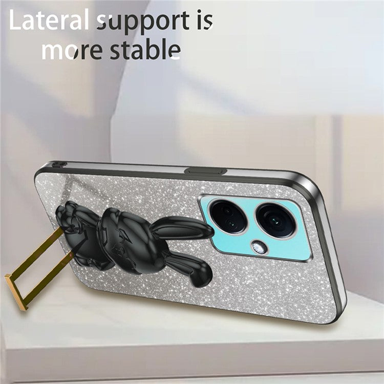 For OnePlus Nord CE3 5G / Oppo K11 5G Cartoon Rabbit Cover Support Kickstand Phone Protective Case - Black