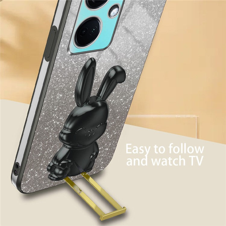 For OnePlus Nord CE3 5G / Oppo K11 5G Cartoon Rabbit Cover Support Kickstand Phone Protective Case - Black