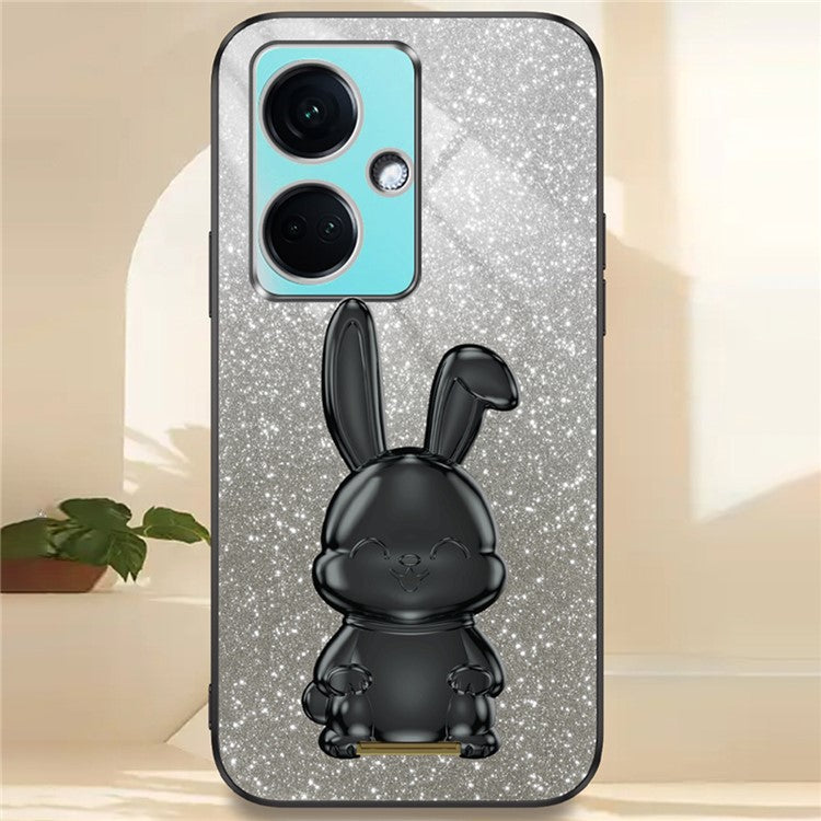 For OnePlus Nord CE3 5G / Oppo K11 5G Cartoon Rabbit Cover Support Kickstand Phone Protective Case - Black