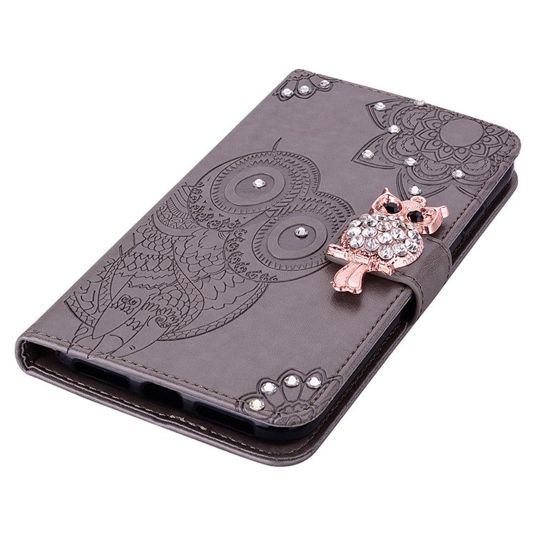 For Samsung Galaxy S24+ Case Rhinestone PU Leather Phone Cover with Wallet Stand - Grey