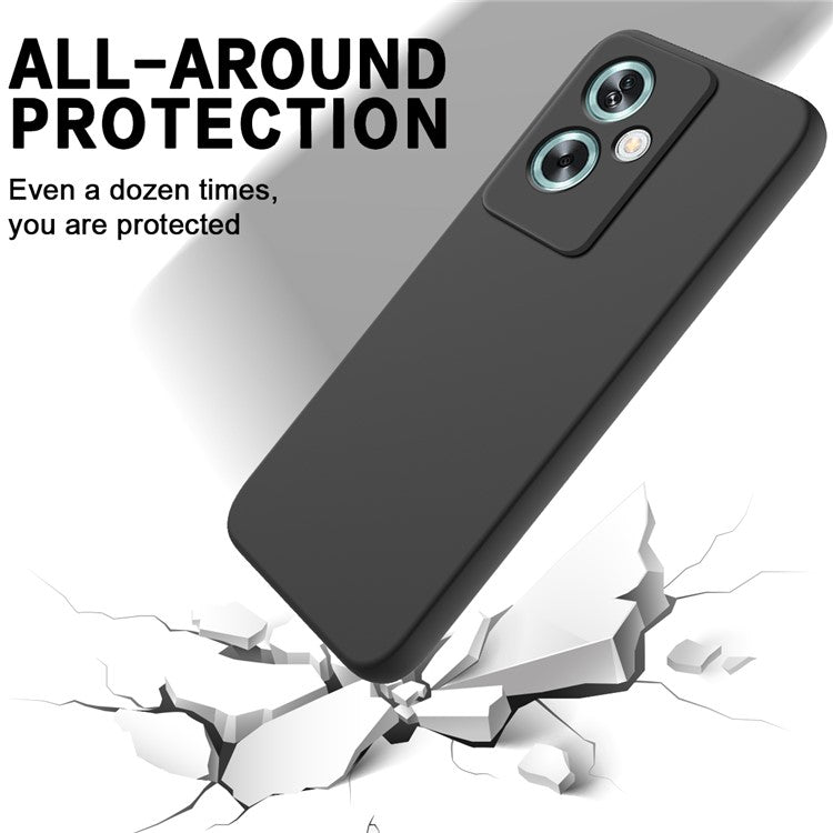 For OnePlus Nord N30 SE 5G Liquid Silicone Case Fiber Lining Phone Cover with Strap - Black