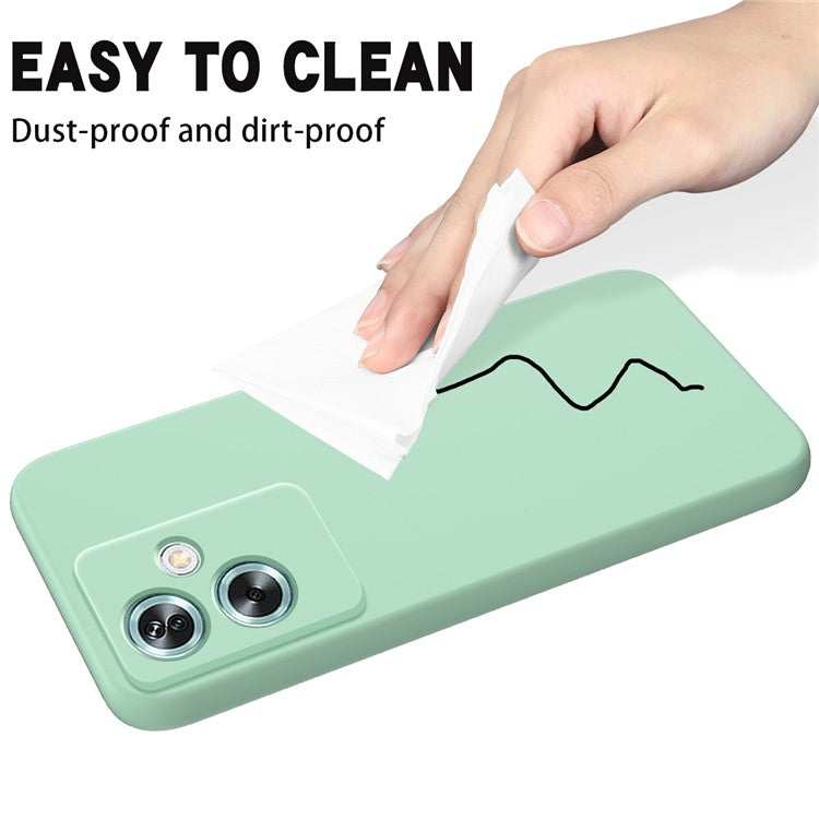 For OnePlus Nord N30 SE 5G Liquid Silicone Case Fiber Lining Phone Cover with Strap - Green