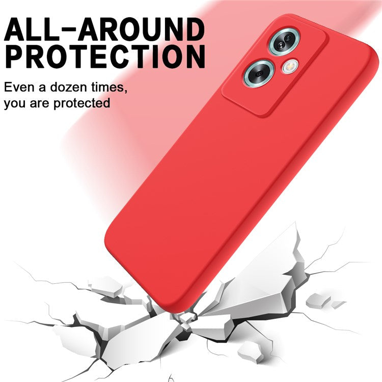 For OnePlus Nord N30 SE 5G Liquid Silicone Case Fiber Lining Phone Cover with Strap - Red