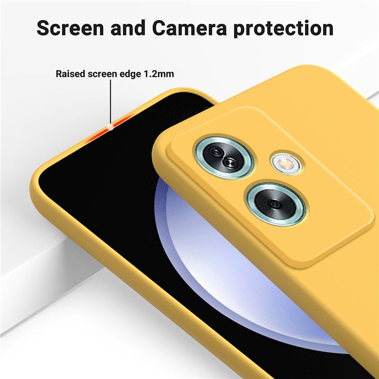 For OnePlus Nord N30 SE 5G Liquid Silicone Case Fiber Lining Phone Cover with Strap - Yellow