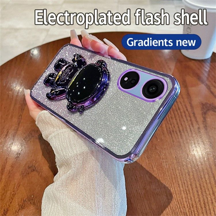 Phone Case for Oppo A1 Pro 5G / Reno8 T 5G PC+TPU Glitter Astronaut Kickstand Cover - Purple