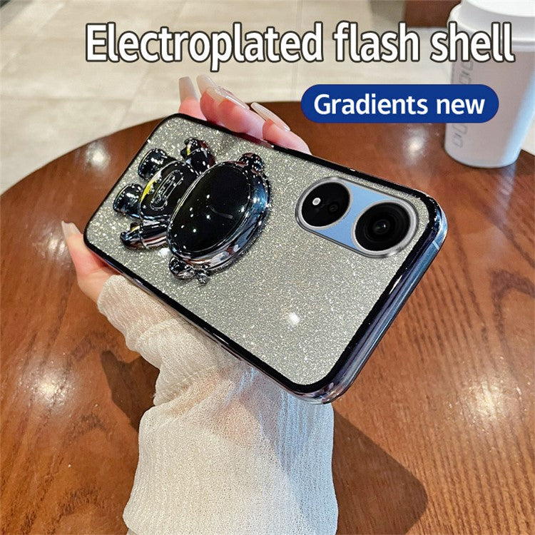 Phone Case for Oppo A1 Pro 5G / Reno8 T 5G PC+TPU Glitter Astronaut Kickstand Cover - Black