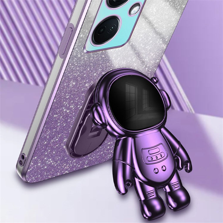 For OnePlus Nord CE3 5G / Oppo K11 5G Shockproof Phone Case Kickstand Electroplating PC+TPU Phone Cover - Purple