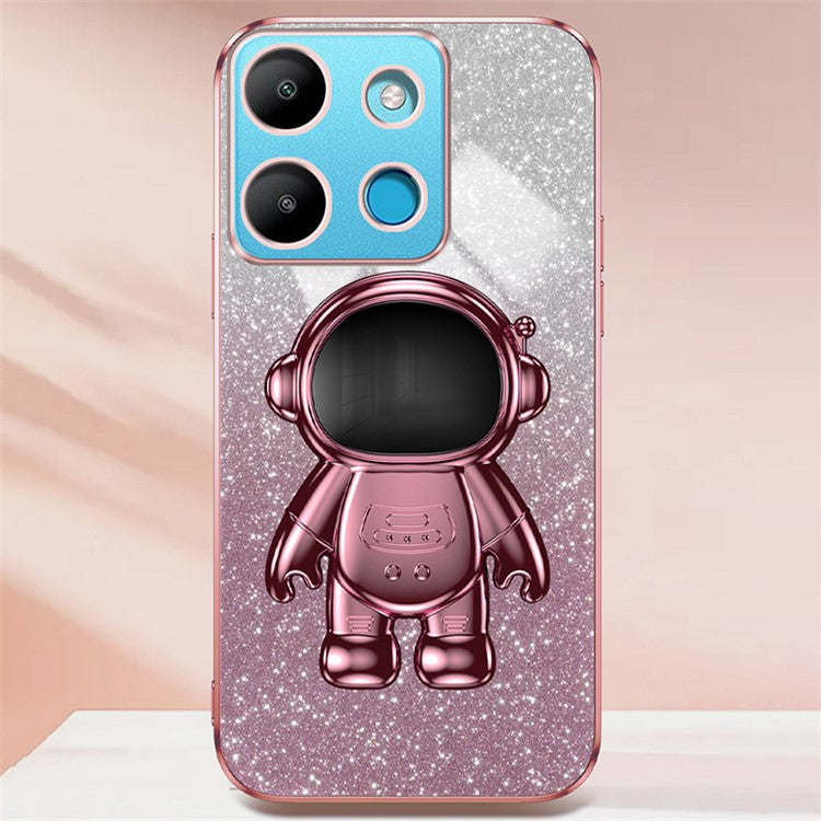 For Infinix Smart 7 4G  /  Tecno Spark Go 2023 4G Case Anti-Shock Cell Phone Case PC+TPU Kickstand - Pink