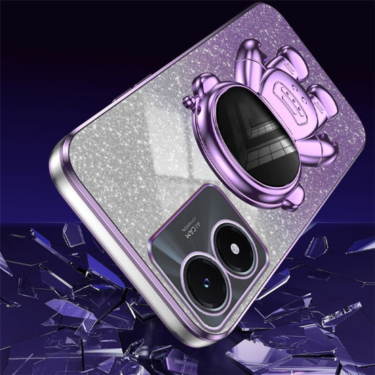 Phone Case for vivo Y02s 4G Astronaut Kickstand PC+TPU Cover Slim-Fit Phone Shell - Purple