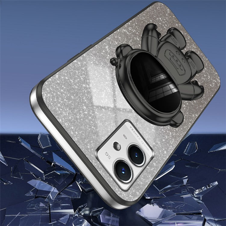 For vivo Y33s 5G / Y75 5G / Y55 5G Shockproof Phone Case Kickstand PC+TPU Phone Cover Shell - Black