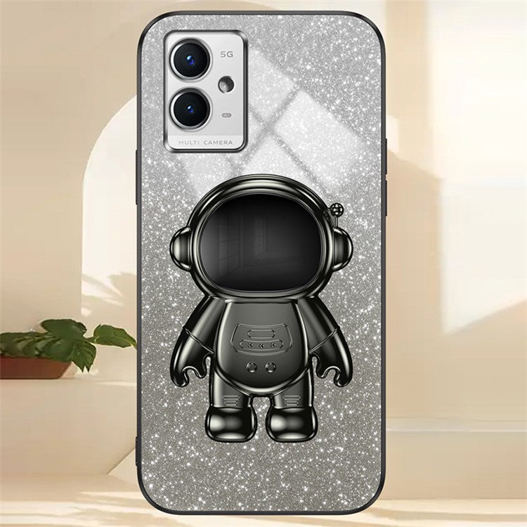 For vivo Y33s 5G / Y75 5G / Y55 5G Shockproof Phone Case Kickstand PC+TPU Phone Cover Shell - Black