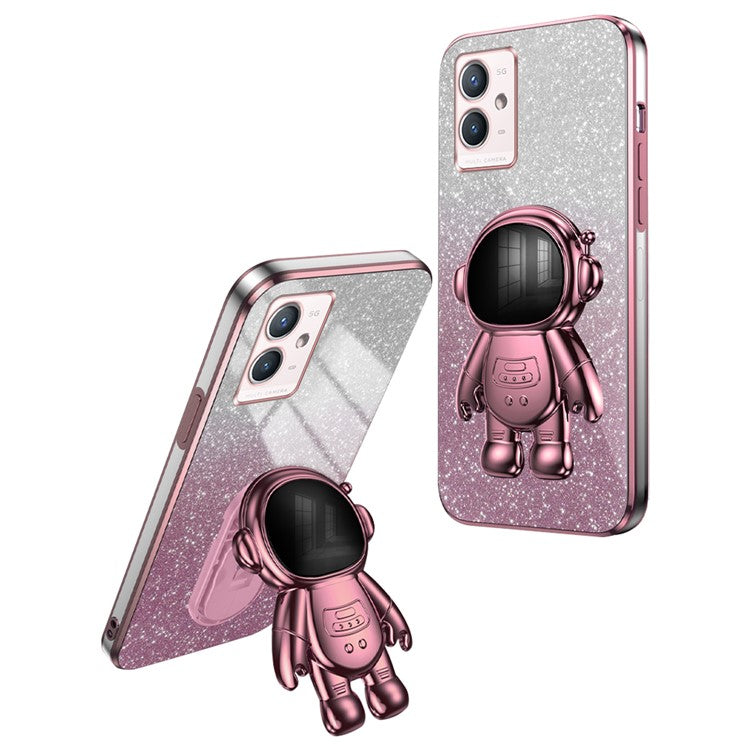 For vivo Y33s 5G / Y75 5G / Y55 5G Shockproof Phone Case Kickstand PC+TPU Phone Cover Shell - Pink