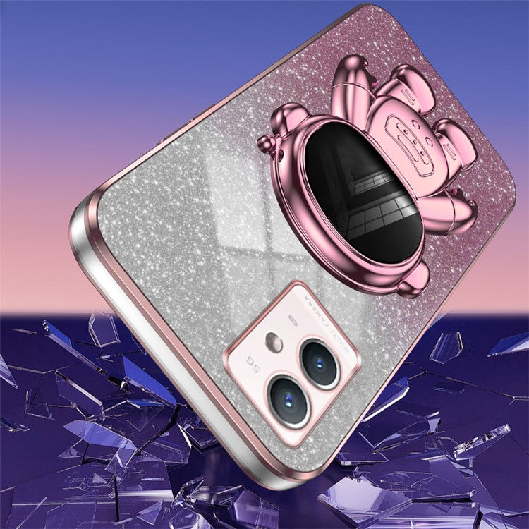 For vivo Y33s 5G / Y75 5G / Y55 5G Shockproof Phone Case Kickstand PC+TPU Phone Cover Shell - Pink