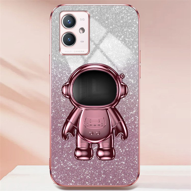 For vivo Y33s 5G / Y75 5G / Y55 5G Shockproof Phone Case Kickstand PC+TPU Phone Cover Shell - Pink