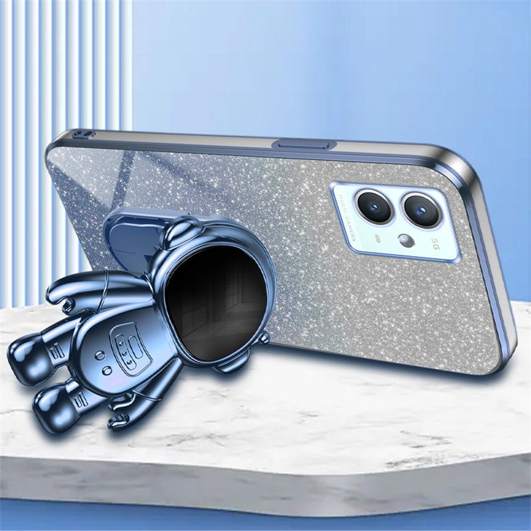 For vivo Y33s 5G / Y75 5G / Y55 5G Shockproof Phone Case Kickstand PC+TPU Phone Cover Shell - Blue