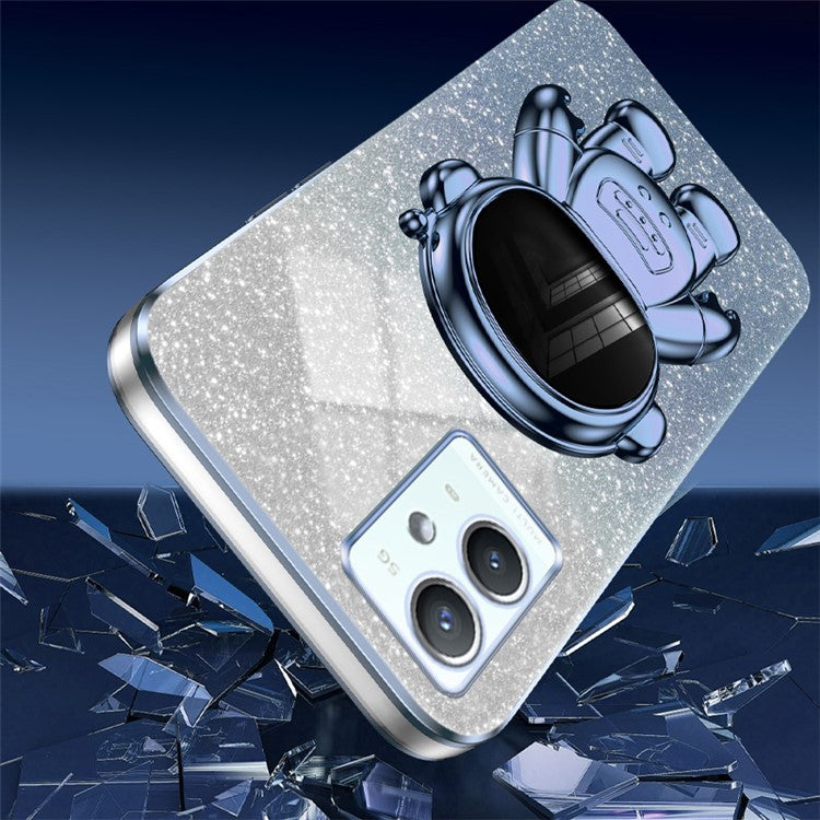 For vivo Y33s 5G / Y75 5G / Y55 5G Shockproof Phone Case Kickstand PC+TPU Phone Cover Shell - Blue