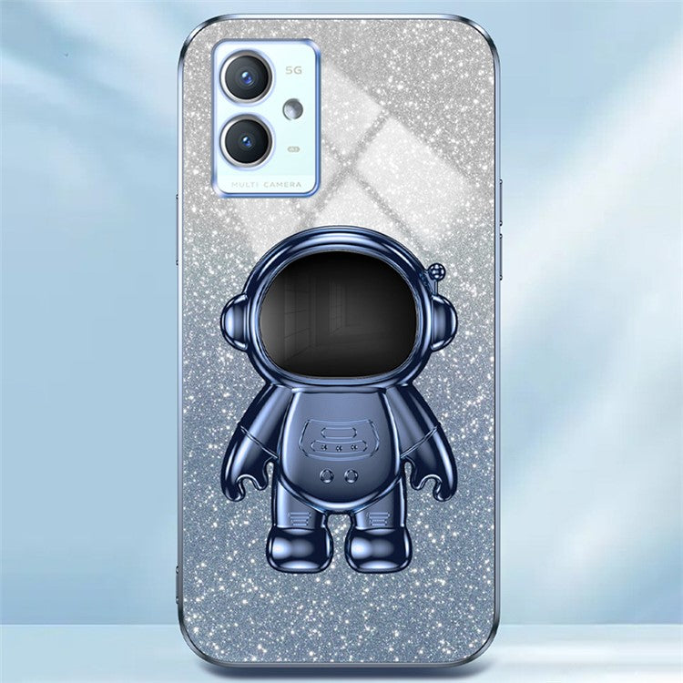 For vivo Y33s 5G / Y75 5G / Y55 5G Shockproof Phone Case Kickstand PC+TPU Phone Cover Shell - Blue