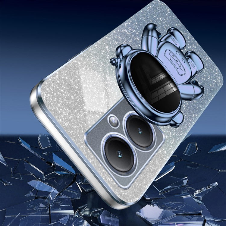 Dustproof Phone Case for vivo Y35m+ 5G / Y35+ 5G / Y27 4G Cover Stable Kickstand PC+TPU Phone Shell - Blue