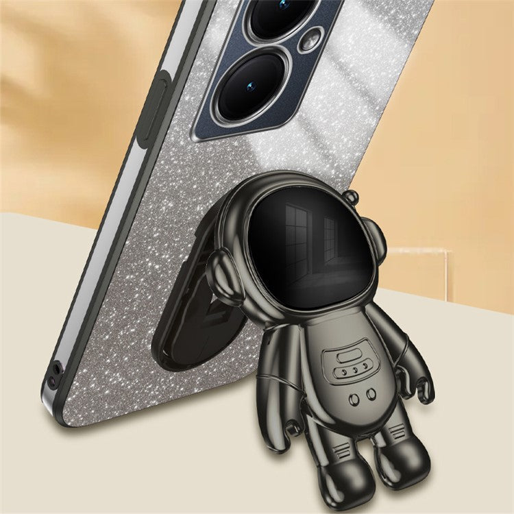 Dustproof Phone Case for vivo Y35m+ 5G / Y35+ 5G / Y27 4G Cover Stable Kickstand PC+TPU Phone Shell - Black