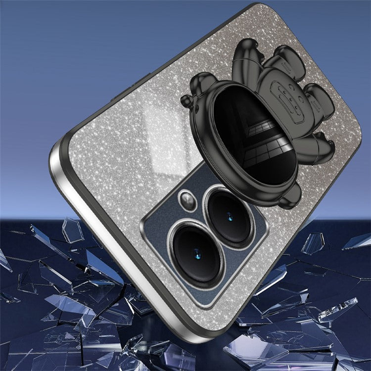 Dustproof Phone Case for vivo Y35m+ 5G / Y35+ 5G / Y27 4G Cover Stable Kickstand PC+TPU Phone Shell - Black