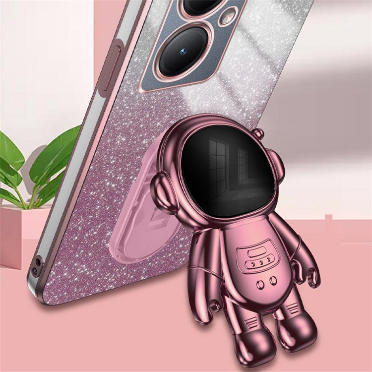Dustproof Phone Case for vivo Y35m+ 5G / Y35+ 5G / Y27 4G Cover Stable Kickstand PC+TPU Phone Shell - Pink