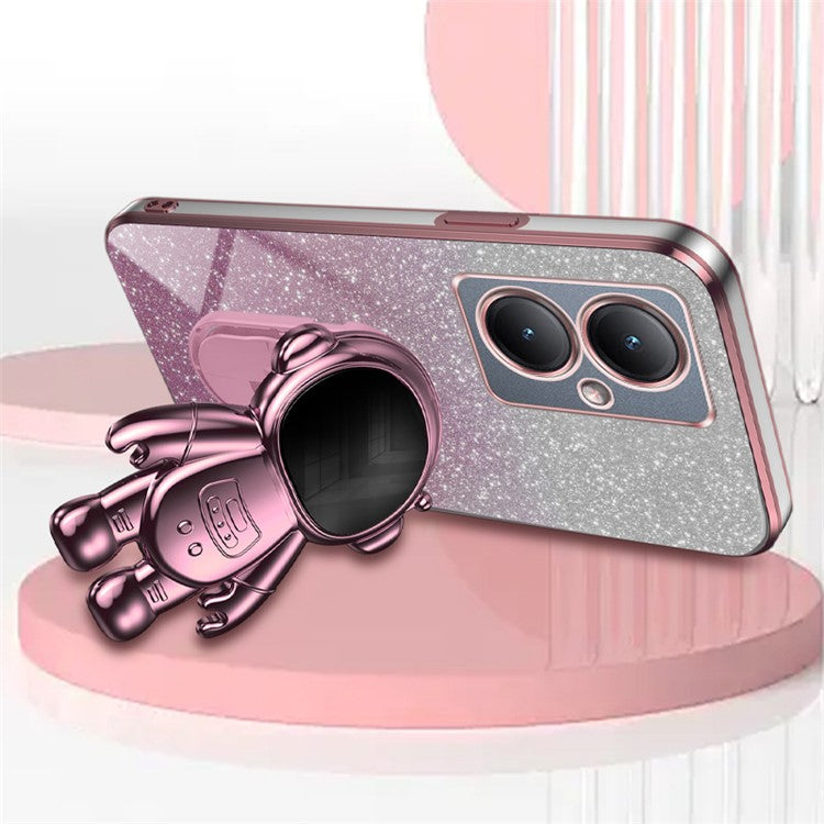 Dustproof Phone Case for vivo Y35m+ 5G / Y35+ 5G / Y27 4G Cover Stable Kickstand PC+TPU Phone Shell - Pink