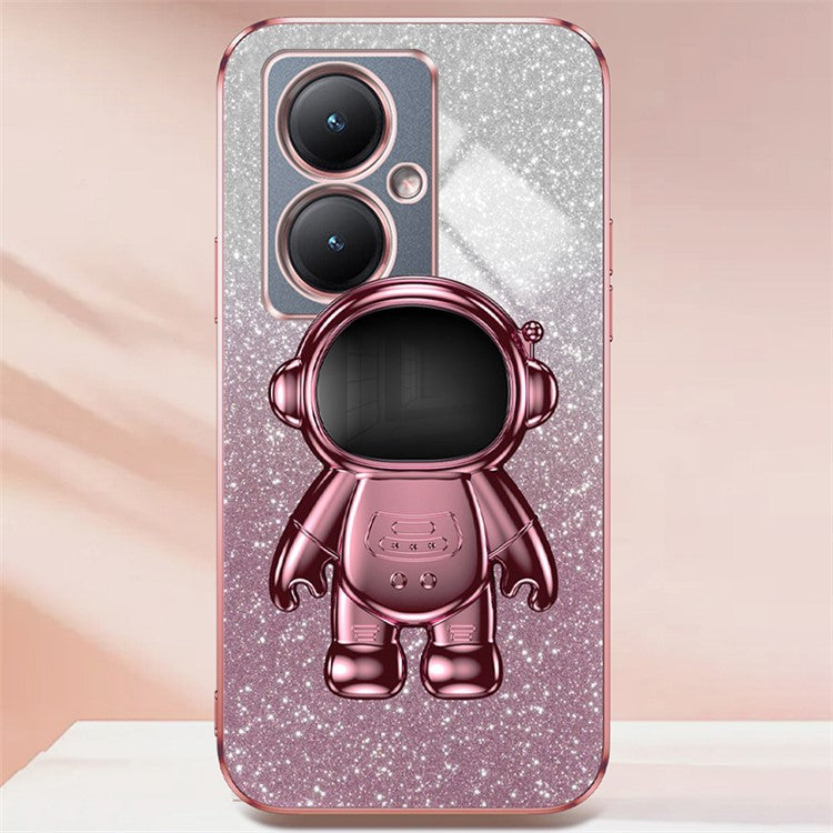 Dustproof Phone Case for vivo Y35m+ 5G / Y35+ 5G / Y27 4G Cover Stable Kickstand PC+TPU Phone Shell - Pink