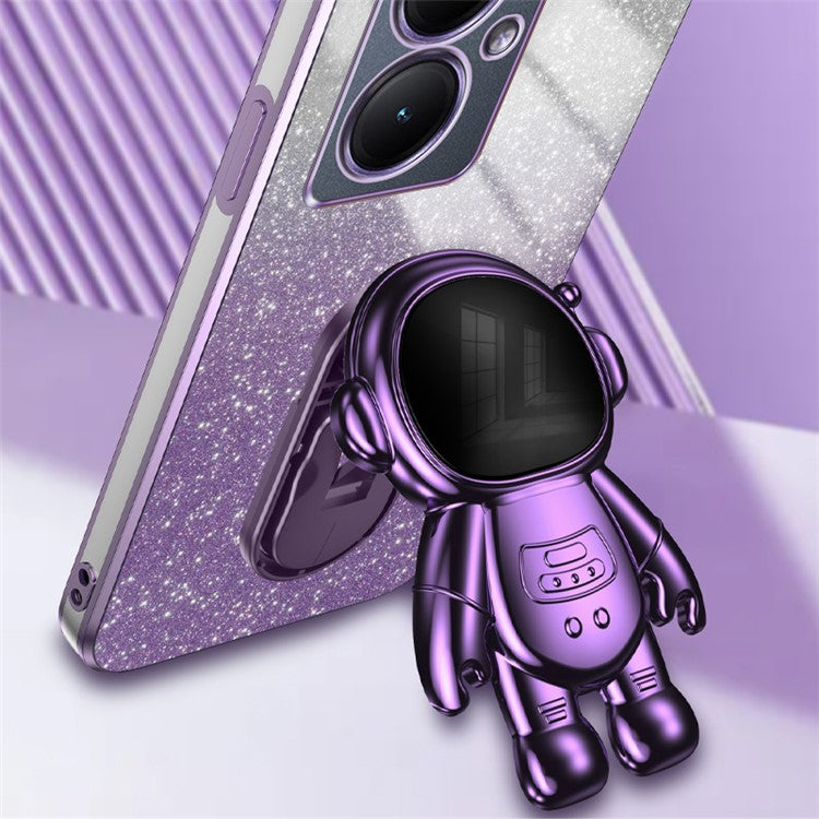 Dustproof Phone Case for vivo Y35m+ 5G / Y35+ 5G / Y27 4G Cover Stable Kickstand PC+TPU Phone Shell - Purple