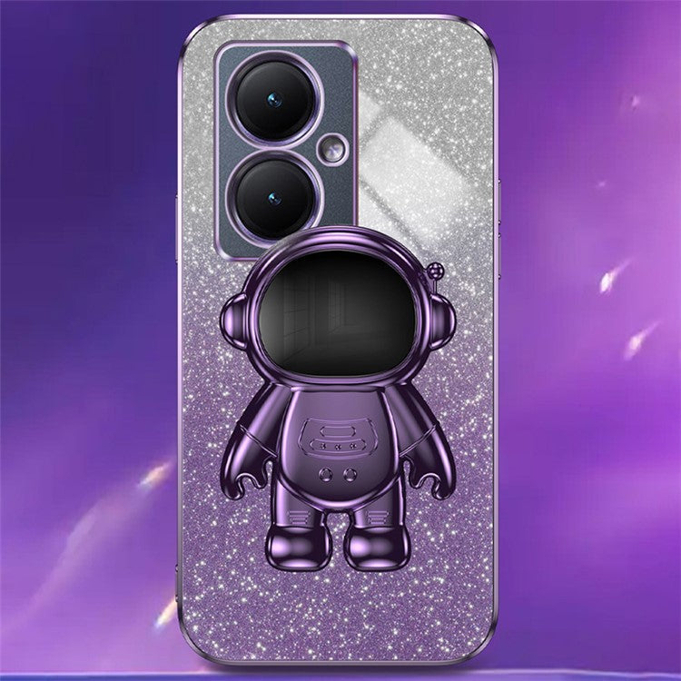 Dustproof Phone Case for vivo Y35m+ 5G / Y35+ 5G / Y27 4G Cover Stable Kickstand PC+TPU Phone Shell - Purple