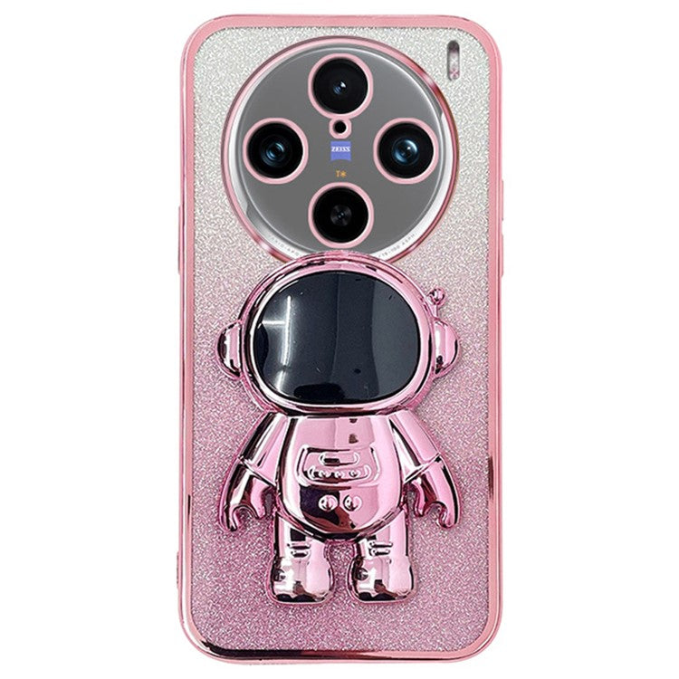 Drop Protection Cover for vivo X100 Pro 5G Astronaut Kickstand PC+TPU Case Anti-Scratch Phone Shell - Pink