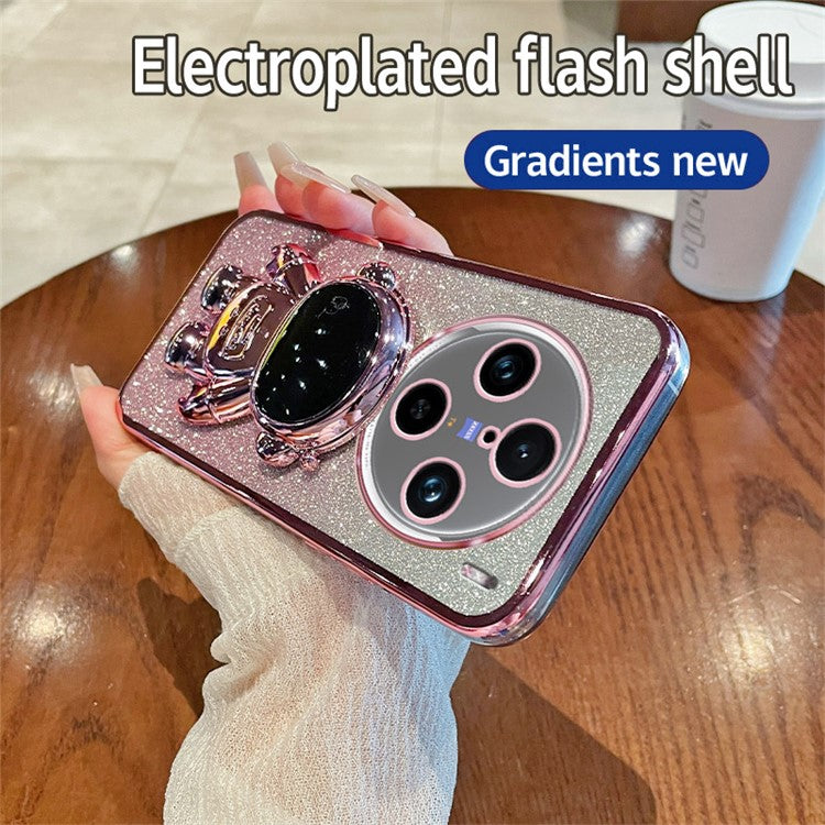 Drop Protection Cover for vivo X100 Pro 5G Astronaut Kickstand PC+TPU Case Anti-Scratch Phone Shell - Pink