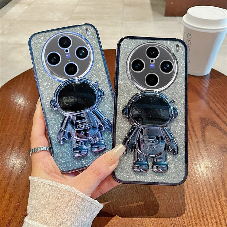 Drop Protection Cover for vivo X100 Pro 5G Astronaut Kickstand PC+TPU Case Anti-Scratch Phone Shell - Silver