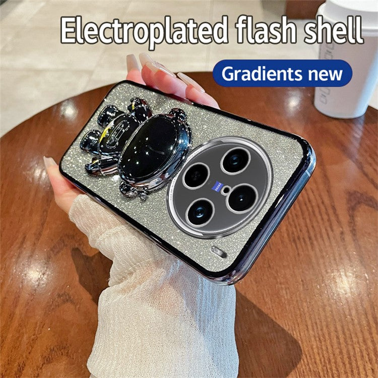 Drop Protection Cover for vivo X100 Pro 5G Astronaut Kickstand PC+TPU Case Anti-Scratch Phone Shell - Black