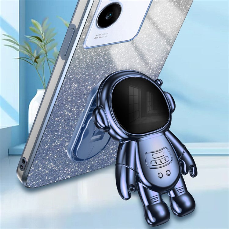 Cell Phone Case for vivo S17e 5G Astronaut Kickstand Hard PC+Soft TPU Cover Phone Shell - Blue