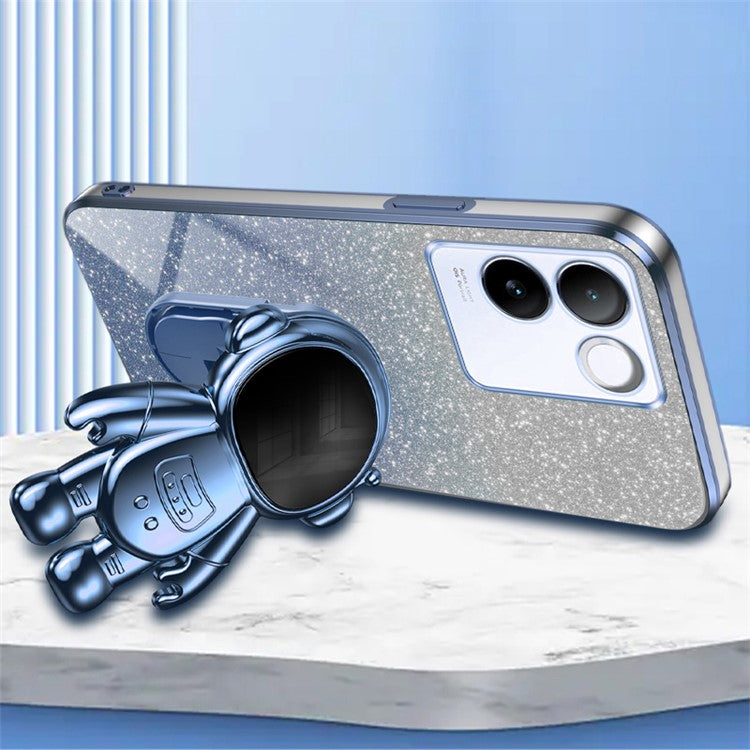 Cell Phone Case for vivo S17e 5G Astronaut Kickstand Hard PC+Soft TPU Cover Phone Shell - Blue