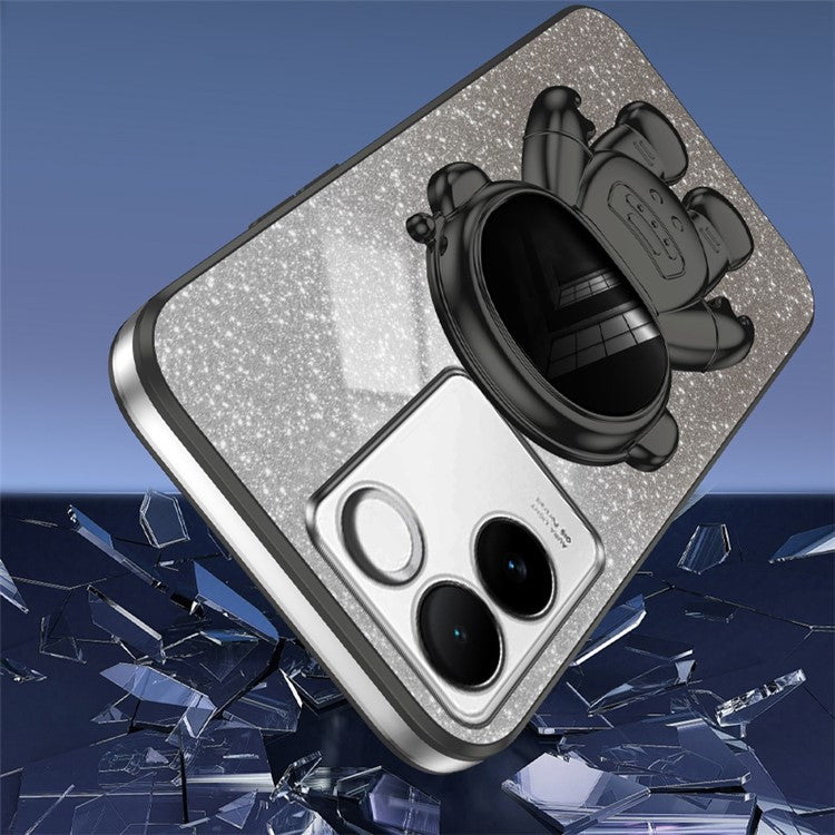 Cell Phone Case for vivo S17e 5G Astronaut Kickstand Hard PC+Soft TPU Cover Phone Shell - Black