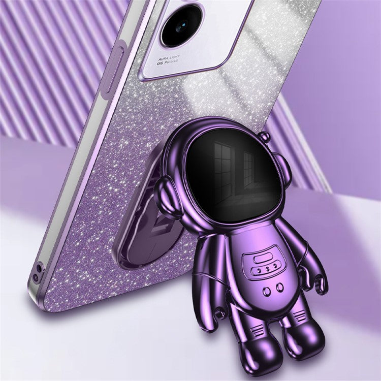 Cell Phone Case for vivo S17e 5G Astronaut Kickstand Hard PC+Soft TPU Cover Phone Shell - Purple