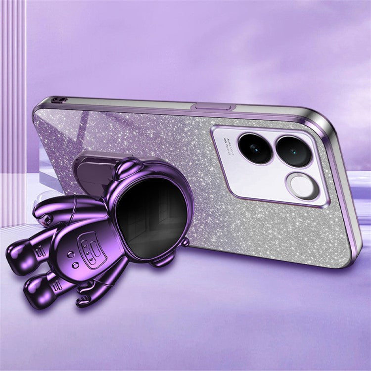 Cell Phone Case for vivo S17e 5G Astronaut Kickstand Hard PC+Soft TPU Cover Phone Shell - Purple